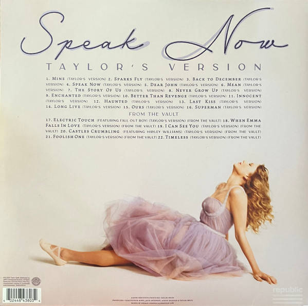 Taylor Swift – Speak Now-Taylor&#039;s Version 3LPcolor